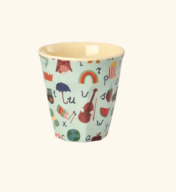 Hovedbilde Rice Melaminkopp Blue ABC Print S