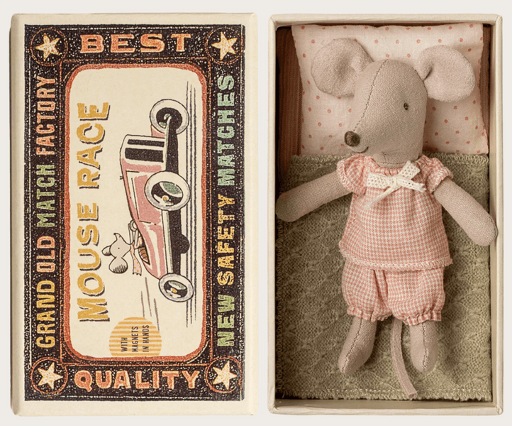 Maileg Little sister mouse in matchbox