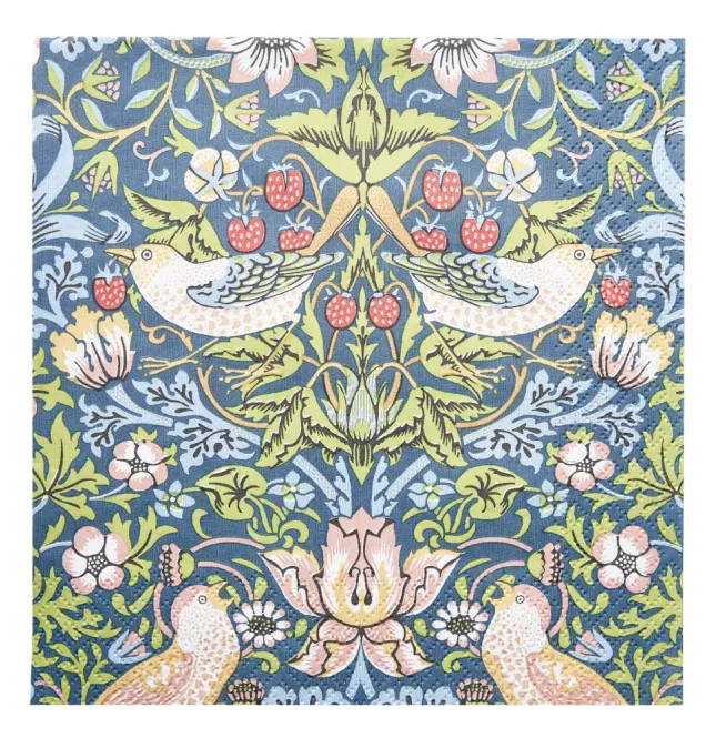Hovedbilde Servietter Morris Strawberry Thief blue kaffe
