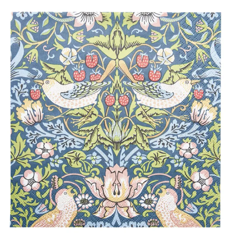Servietter Morris Strawberry Thief blue kaffe