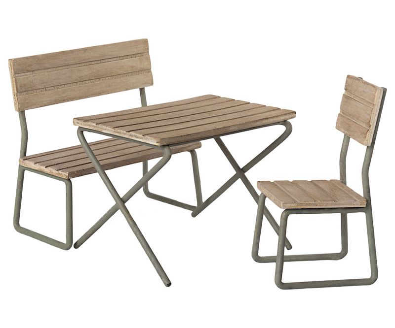Maileg Miniature garden set, Table with chair and bench