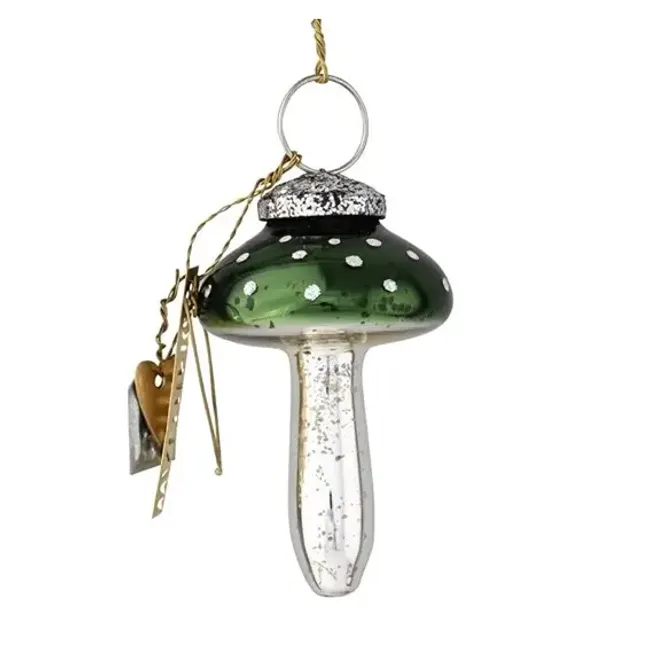 Hovedbilde Glasskule Sopp grønn 7cm