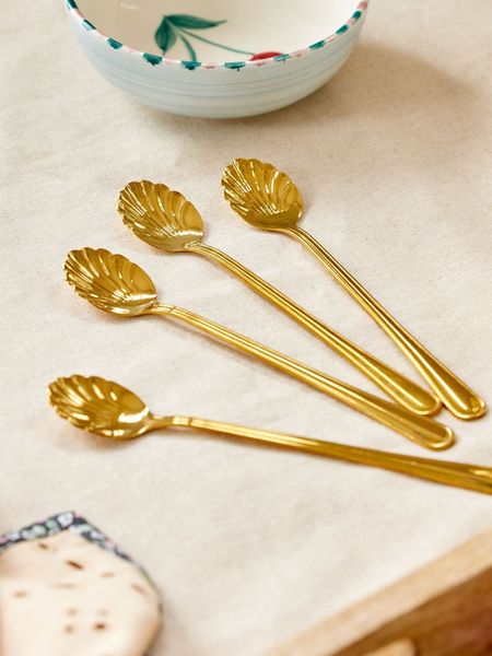 Rice Seashell latteskje 4pk gull