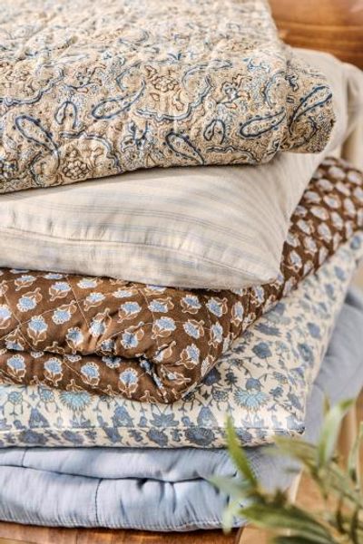 Ib Laursen quilt bl&aring;tt m&oslash;nster brun bunn