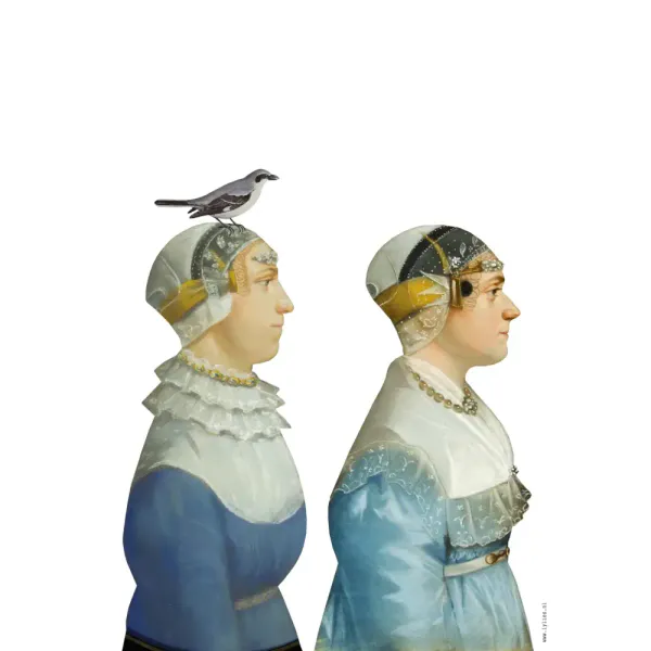 Women Blue Bird Collage trykk A4 