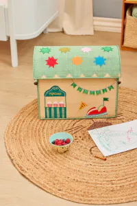 Hovedbilde Rice Raffia Storage House M Blue Fun Fair Theme