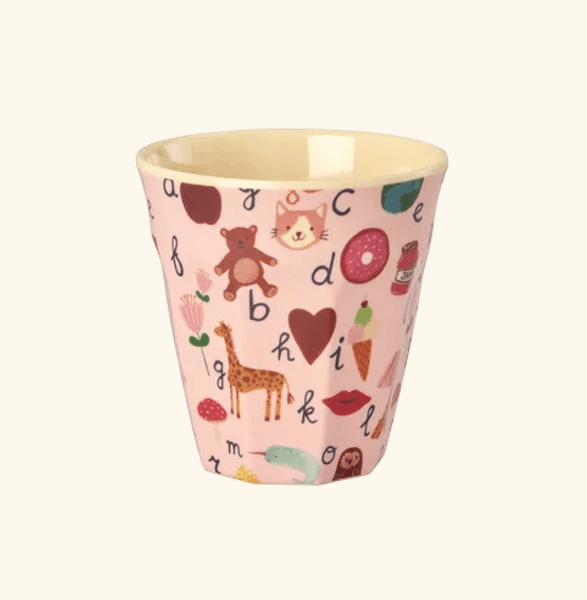 Rice Melaminkopp Pink ABC M