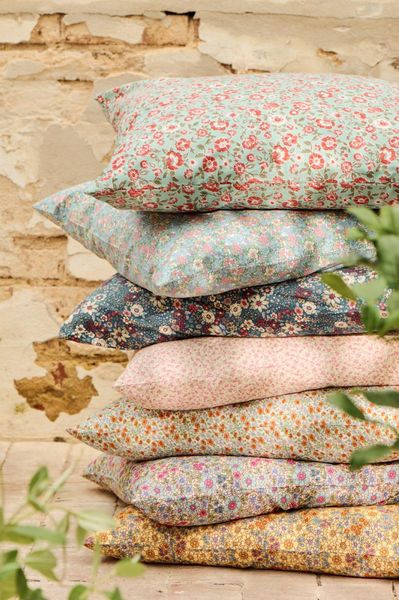 Ib Laursen Putetrekk turkis, bl&aring;, fuchsia og lilla blomster