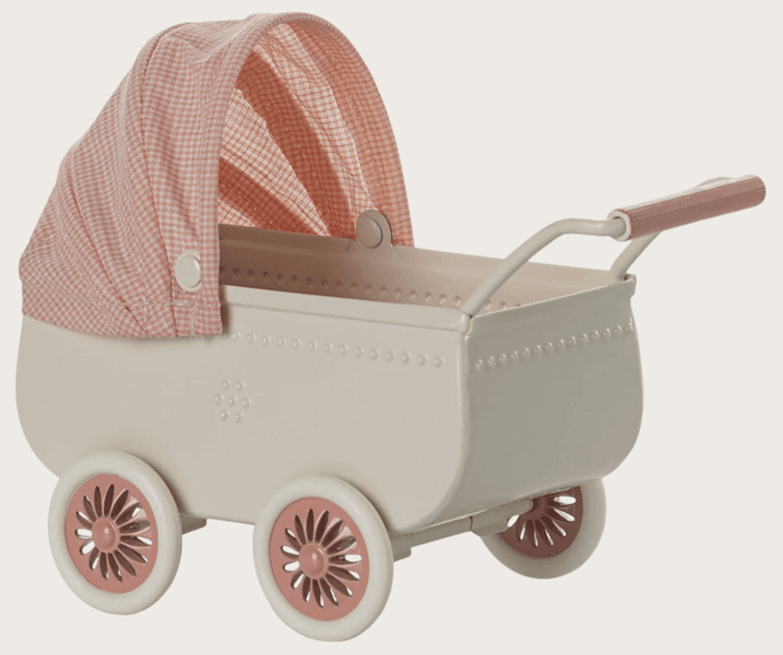 Maileg Pram Mouse Coral