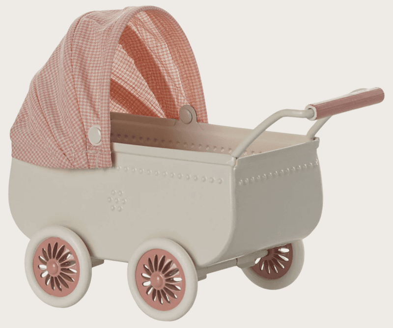 Maileg Pram Mouse Coral