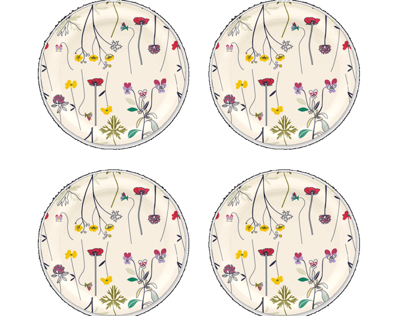 Coaster/glassbrikke 4pk. Herbarium