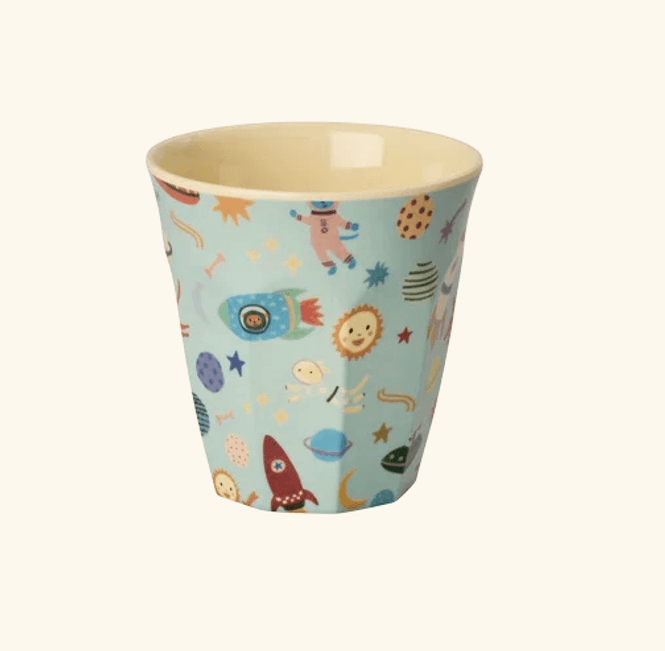 Hovedbilde Rice Melaminkopp Soft Blue Dogs in space Print S