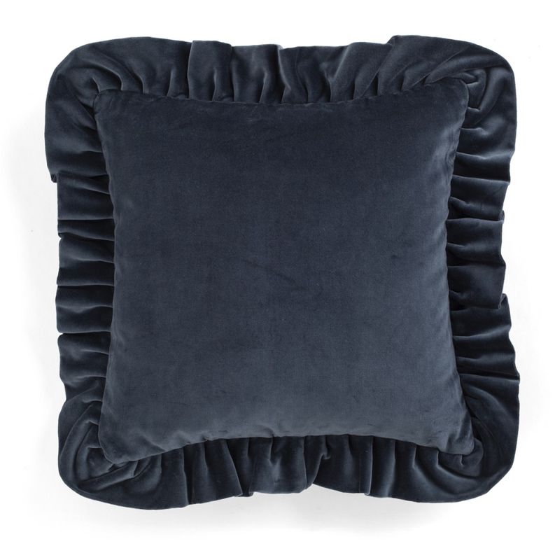 Putetrekk Denimblå Velour med volangkant