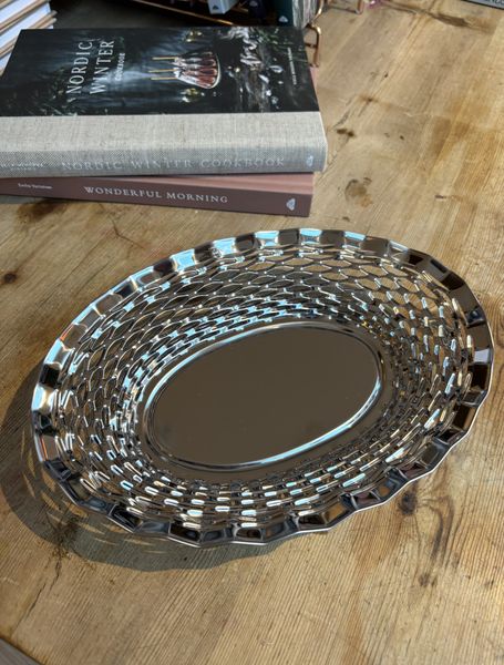 Brødkurv oval liten rustfritt stål