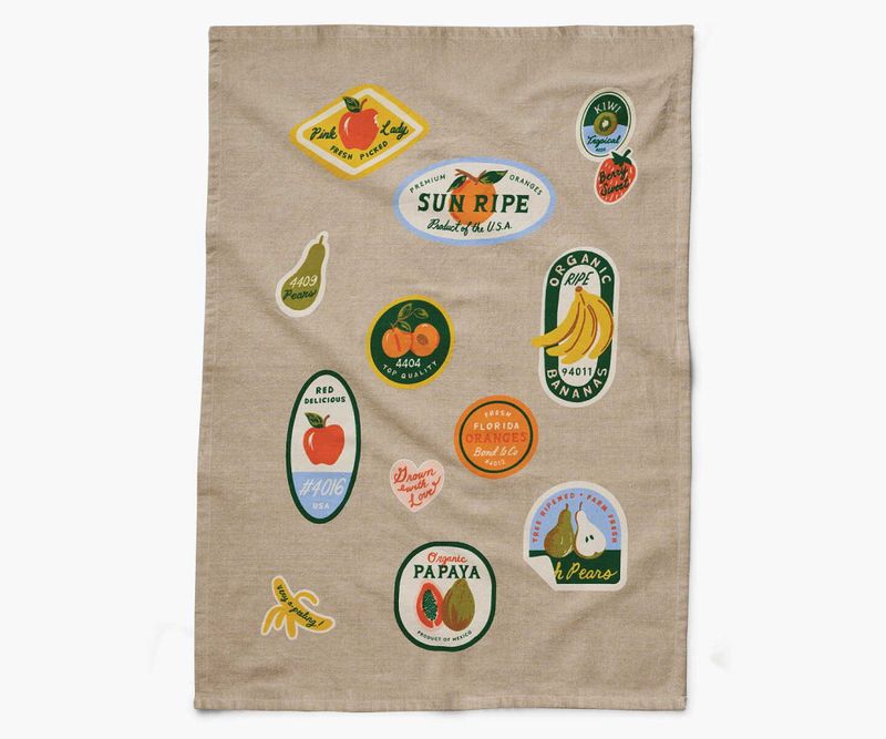 Rifle Paper Co Fruit Stickers kjøkkenhåndkle